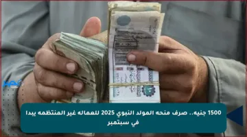 1500 جنيه.. صرف منحة المولد النبوي 2025 للعمالة غير المنتظمة يبدأ في سبتمبر
